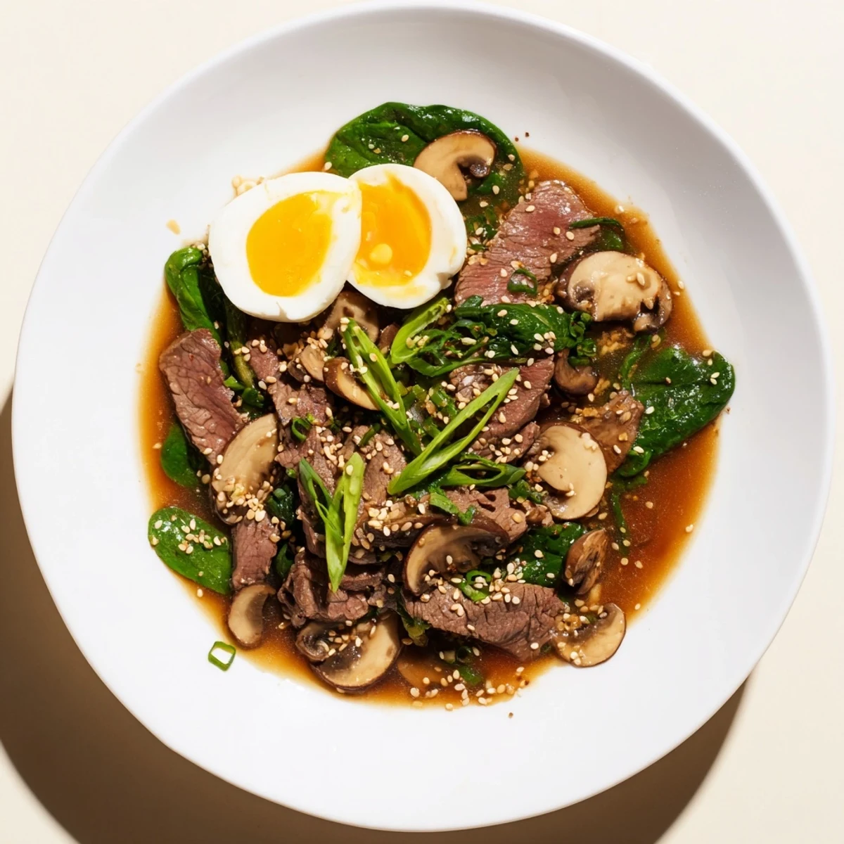 A close-up of delicious Spicy Beef Ramen, with savory broth and tender beef, is so inviting.