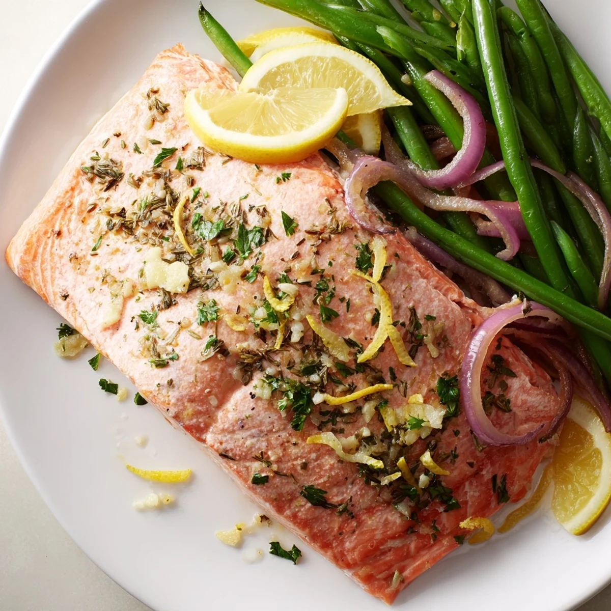 Sheet Pan Salmon Green Beans