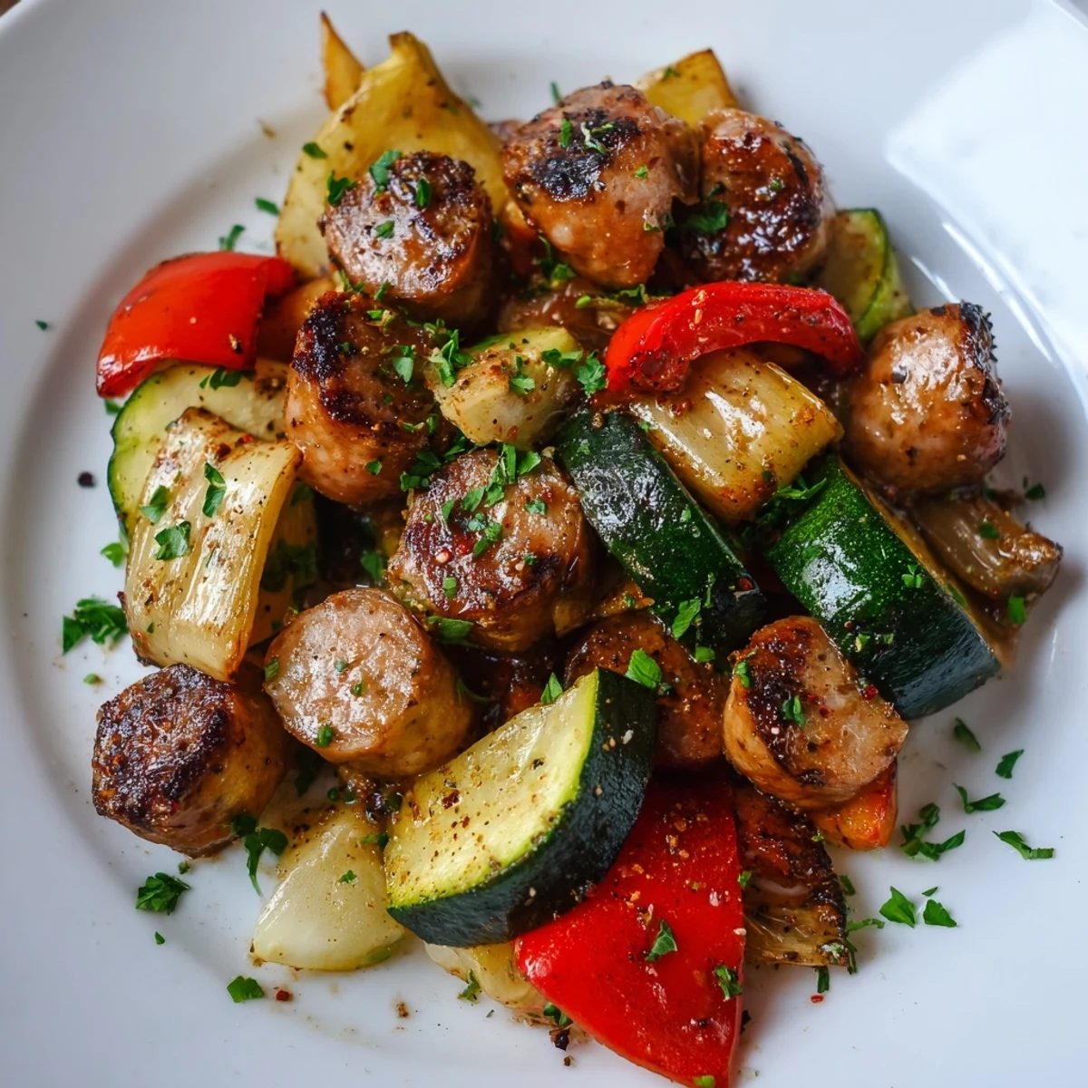 Tender roasted carrots and blistered cherry tomatoes pair with savory halal sausage on a large, parchment-lined sheet pan for easy serving.