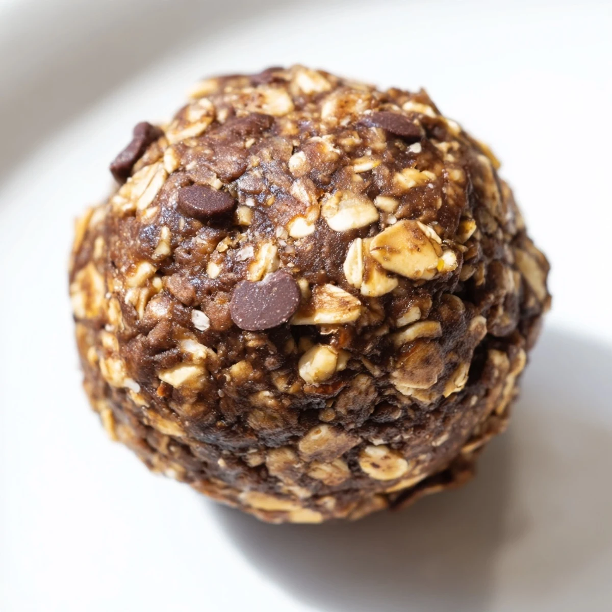 Chocolate Peanut Butter Energy Balls rolled from oats, cocoa, and seeds on a wooden board.