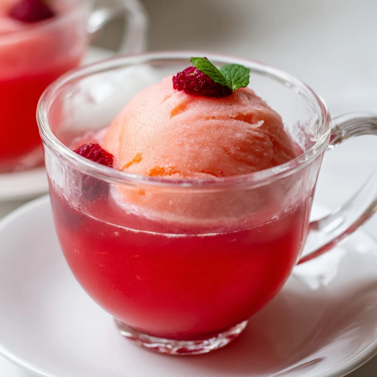 A large punch bowl filled with Pink Punch with Raspberry Sherbet, featuring scoops of sherbet melting into the vibrant fruity drink.