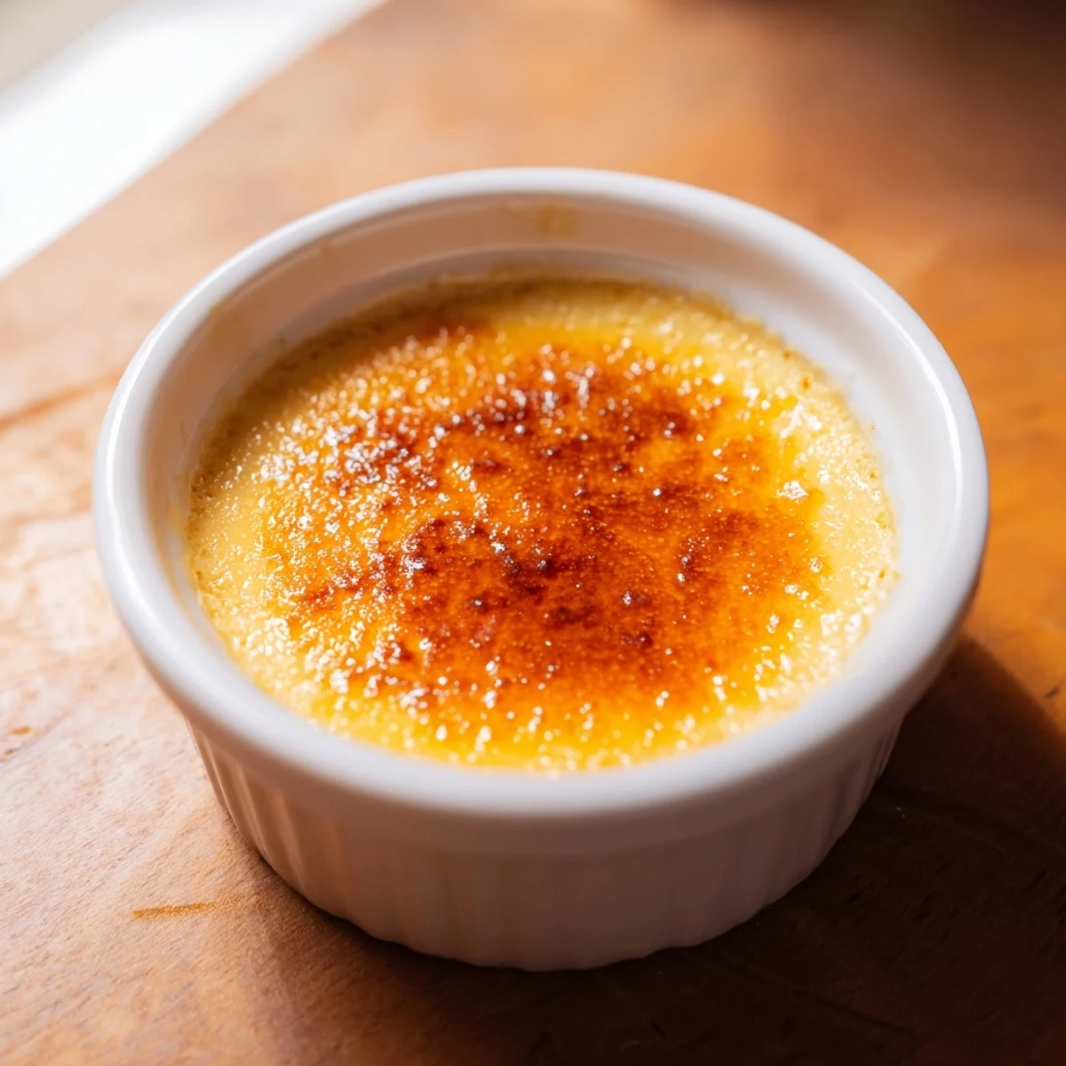 Creamy classic baked milk pudding served warm with a golden caramelized top and fresh berries.