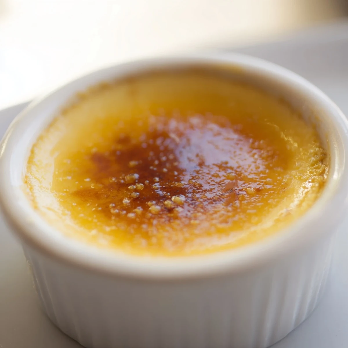 Classic baked milk pudding with a wobbly custard center and a crisp caramelized top for dessert.