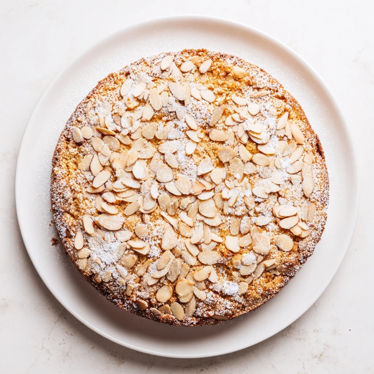 Homemade Almond Cake with moist crumb and golden top, perfect for tea time or dessert.