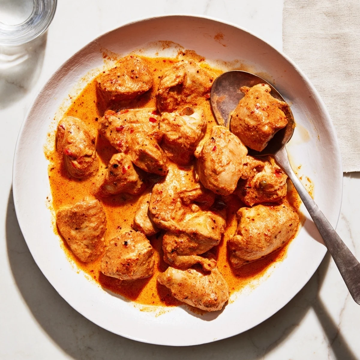 Creamy low-carb 5 Ingredient Keto Butter Chicken simmered in a rich, spiced tomato cream sauce, perfect over cauliflower rice for a quick weeknight Indian-inspired dinner.