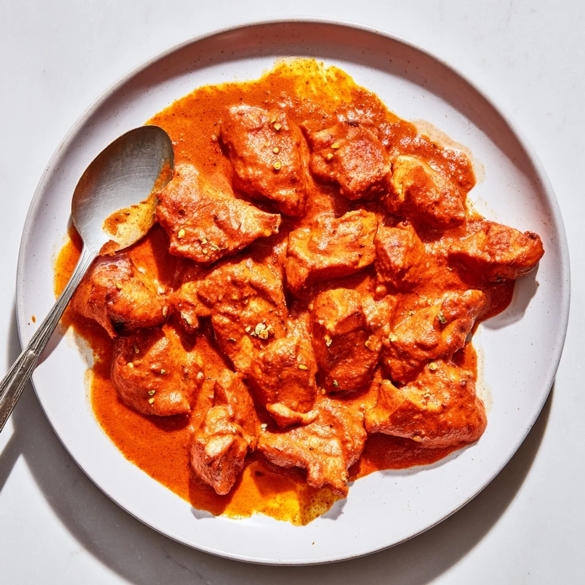 Golden-brown chicken pieces and a rich, orange-hued sauce make this 5 Ingredient Keto Butter Chicken a delicious low-carb main dish, ideal for gluten-free meal prep.