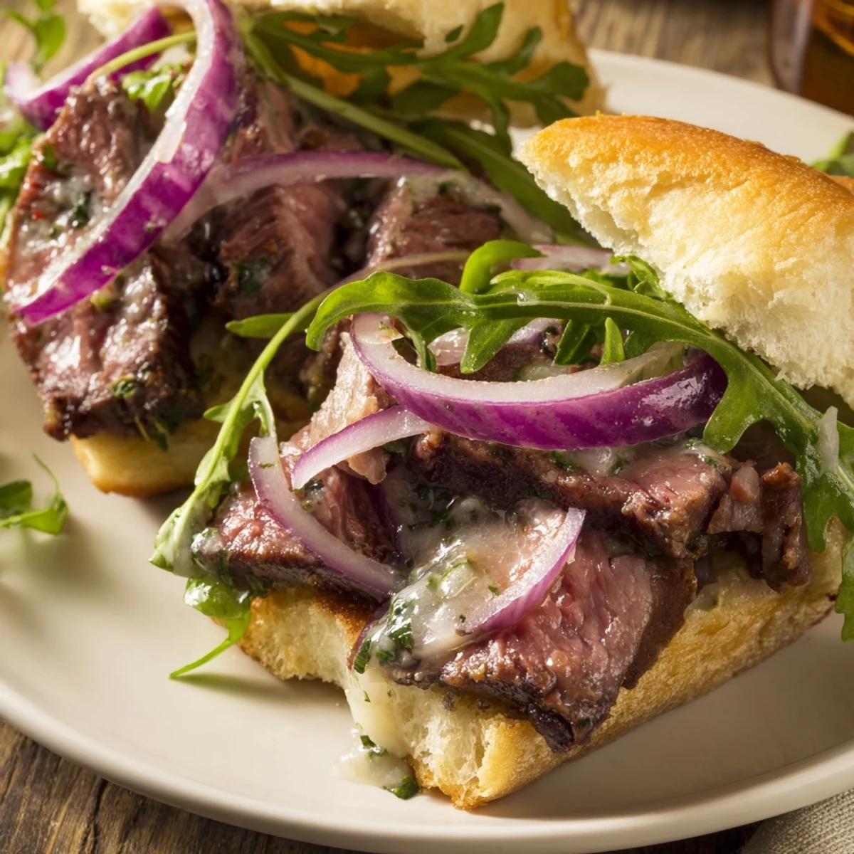 Juicy steak tucked inside soft slider buns with melted cowboy butter and fresh herbs for Cowboy Butter Steak Sliders.