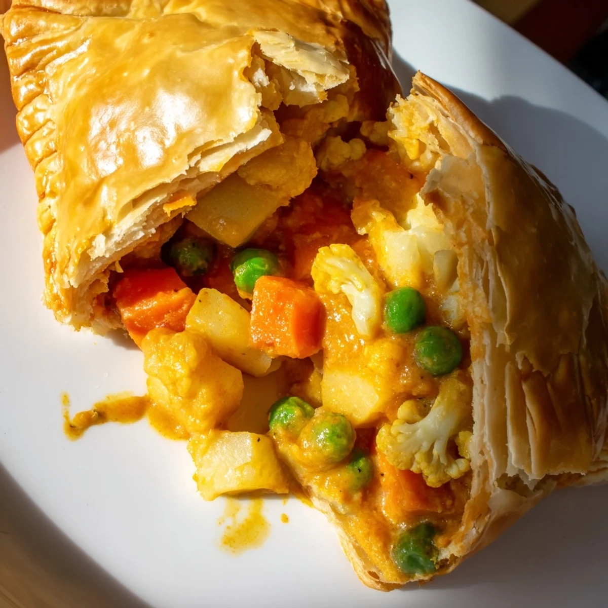 Freshly baked Tikka Masala Vegetarian Pies sit on a cooling rack, steam rising from their savory, golden crusts.