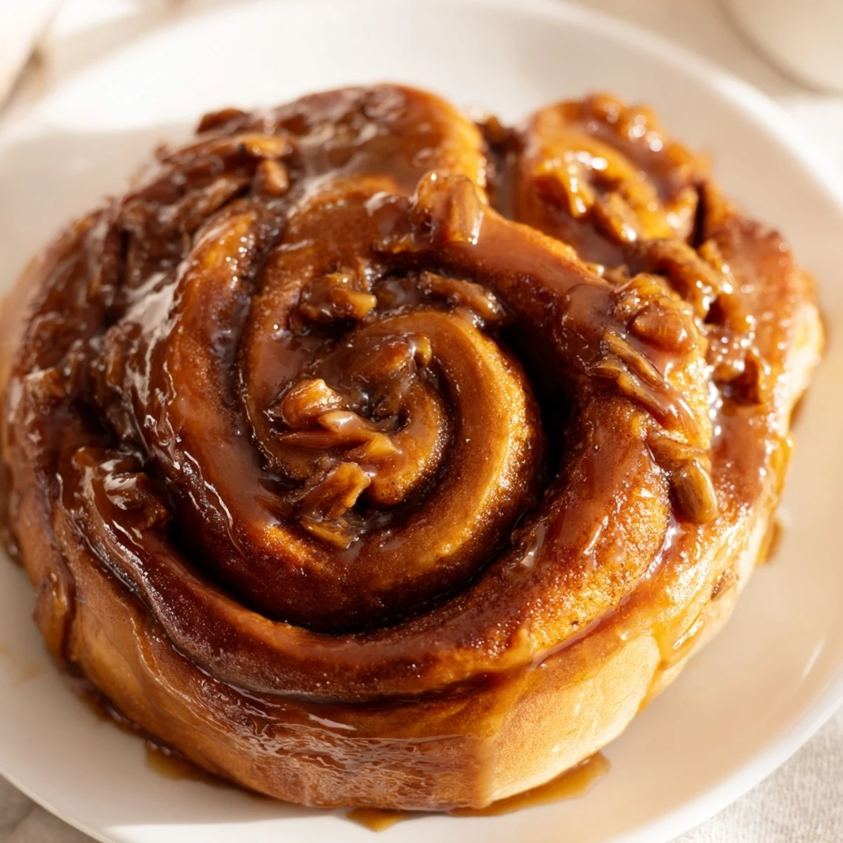 Freshly baked Vietnamese cinnamon date sticky buns drizzled with sticky brown sugar topping