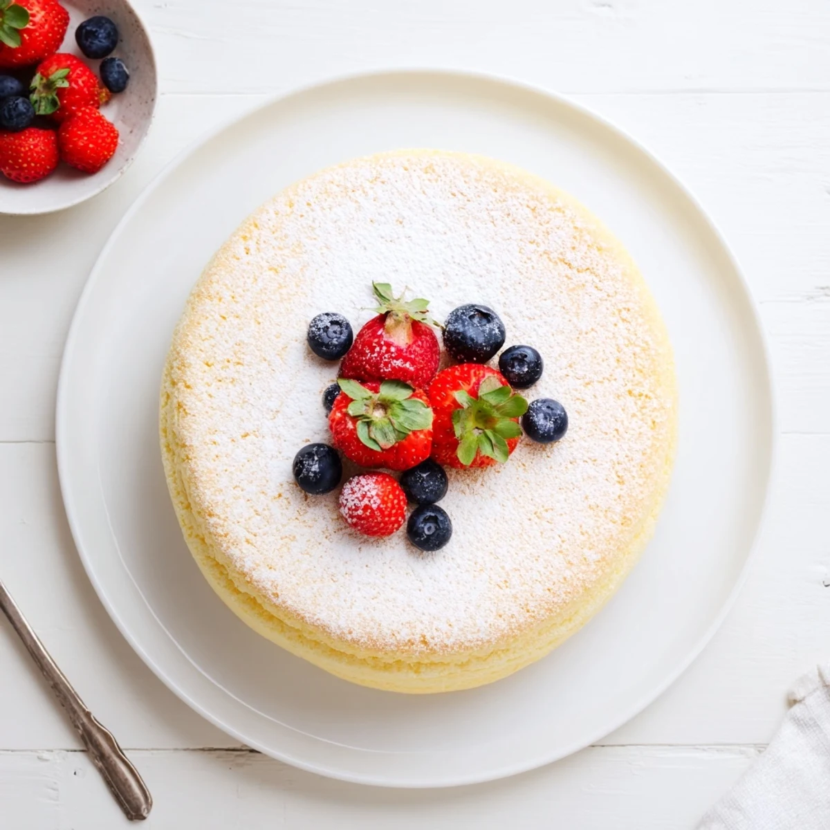 Fluffy Japanese cheesecake with golden brown top, soufflé-like texture, and cloudlike interior