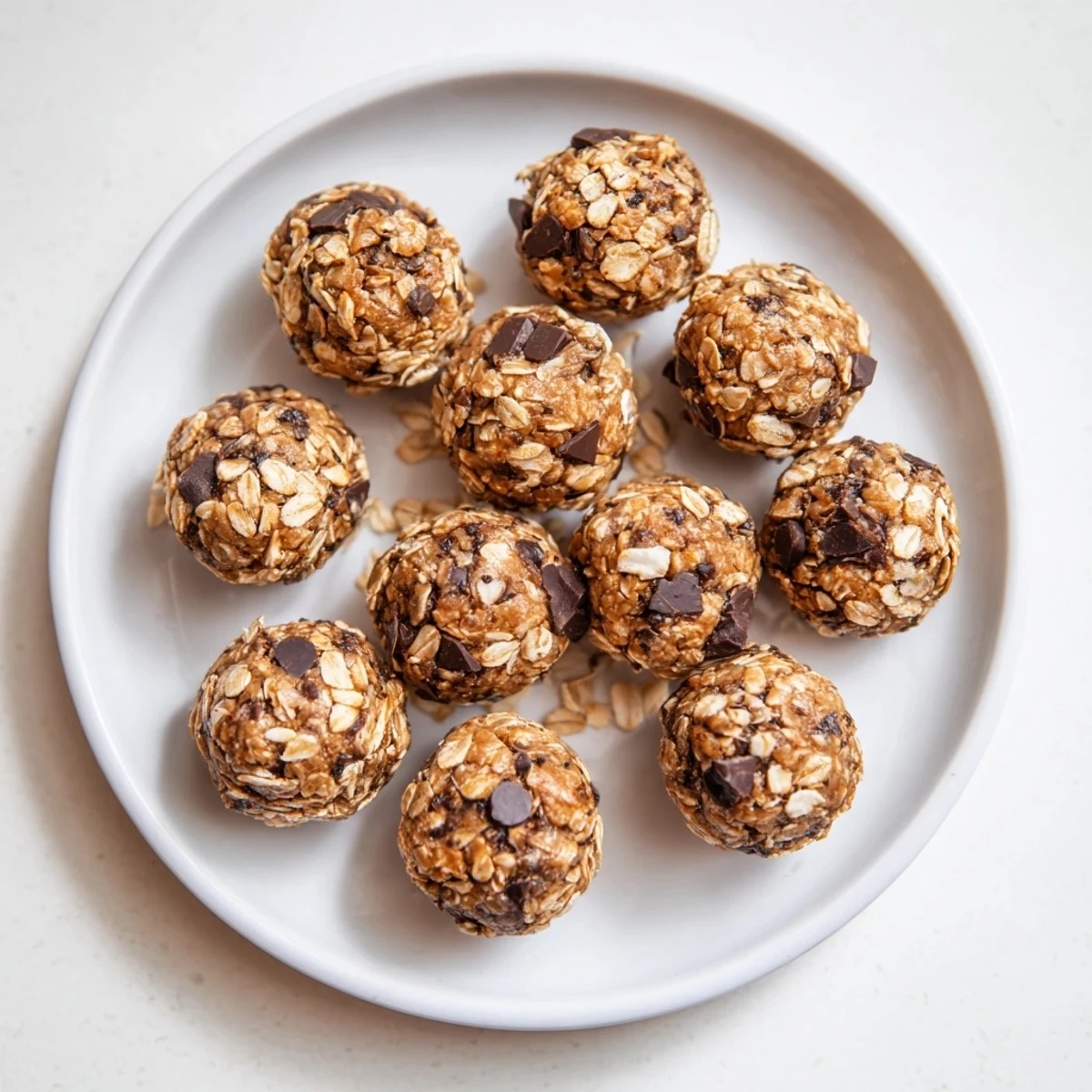 Homemade no bake chocolate peanut butter protein balls arranged on parchment paper for easy snacking
