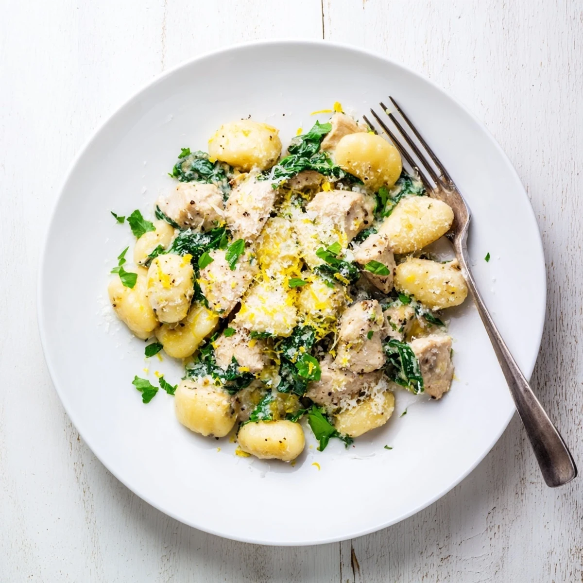 Tender chicken breast and pillowy gnocchi coated in velvety lemon parmesan cream sauce