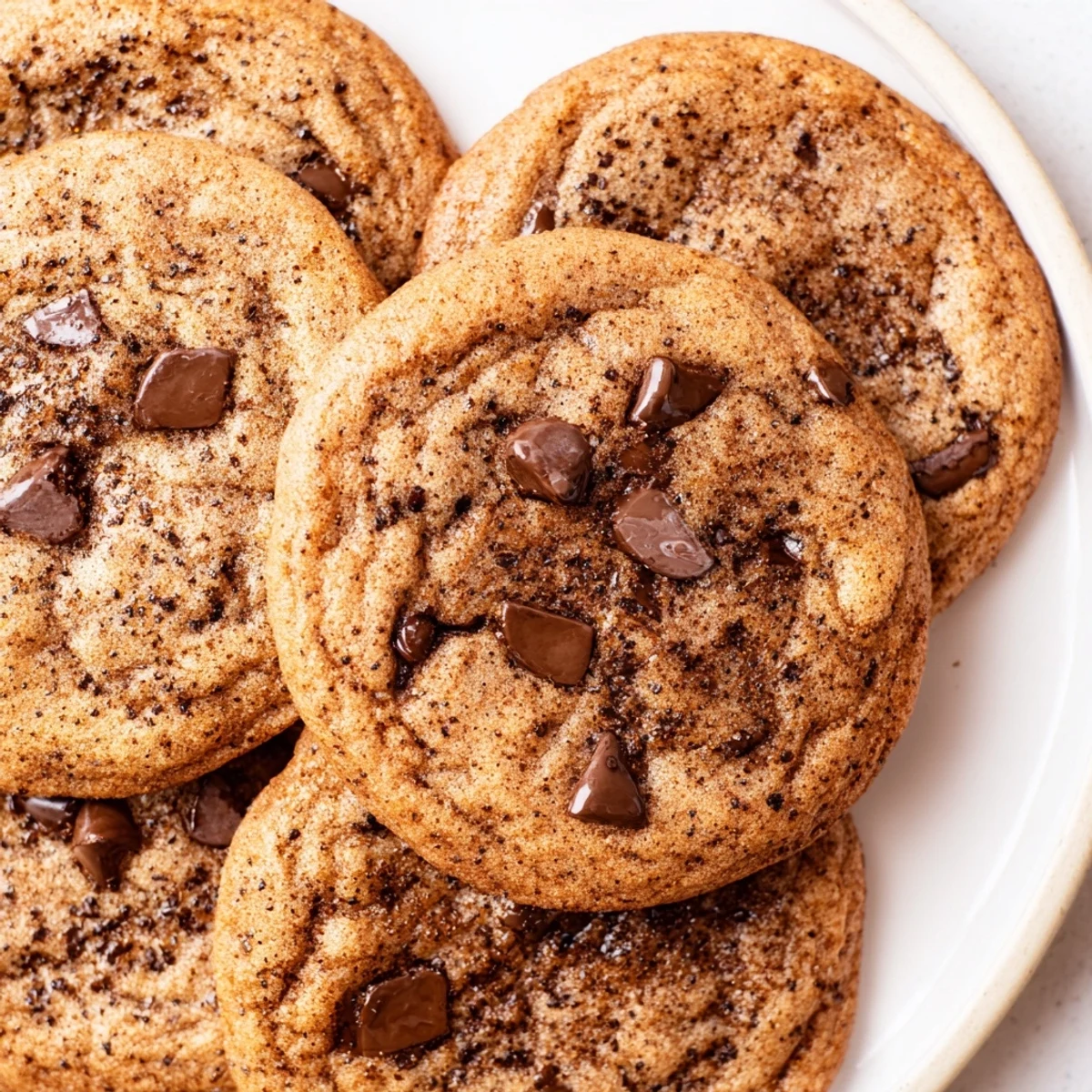 Soft chewy Vietnamese cinnamon chocolate chip cookies on a wire cooling rack with melted chocolate chips visible