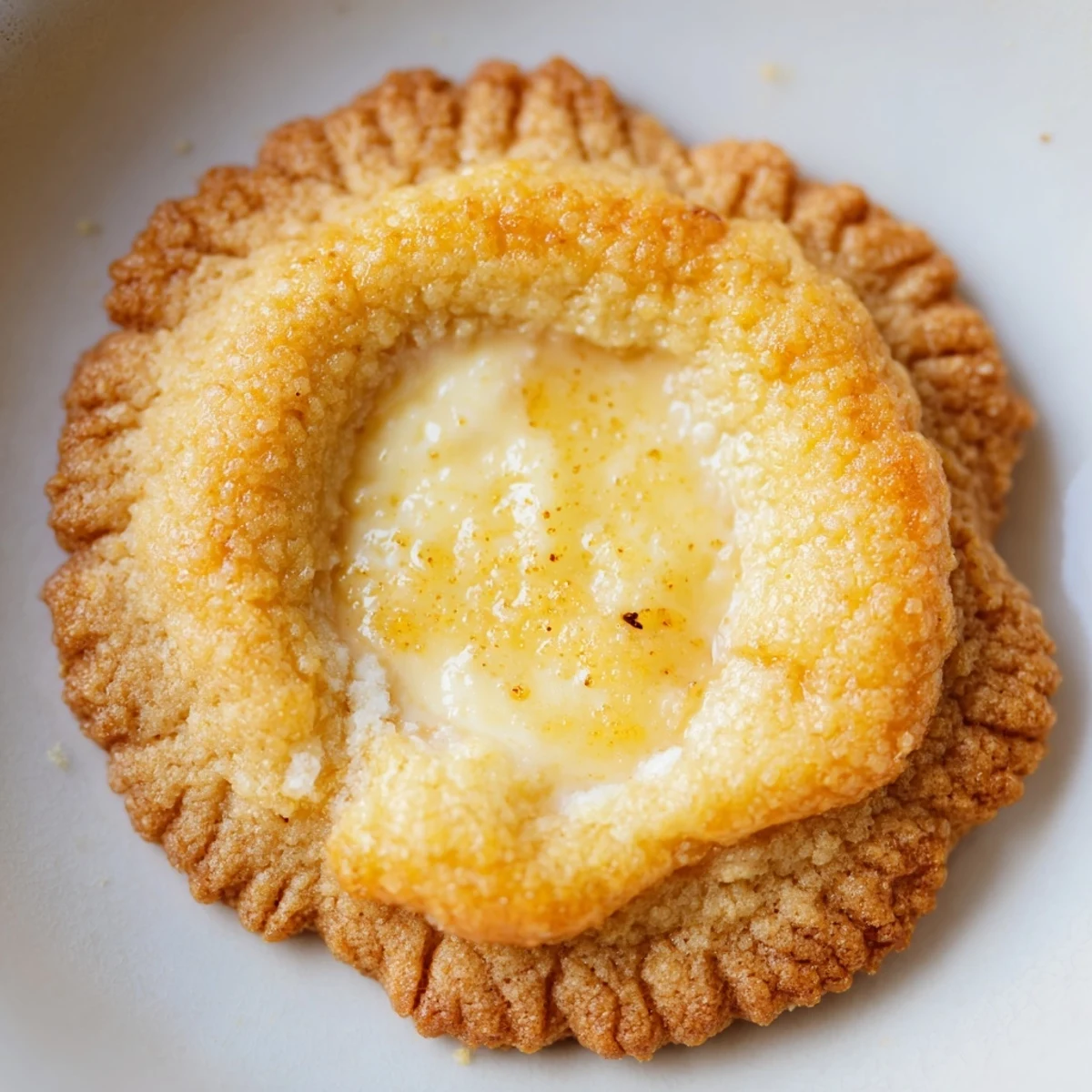 Golden caramelized crust cracks open to reveal velvety cream cheese filling in these soft baked creme brulee cookies