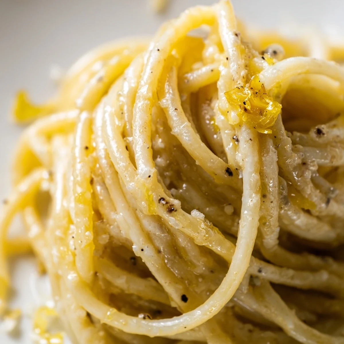 Creamy Parmesan lemon pasta coated in rich sauce with fresh herbs