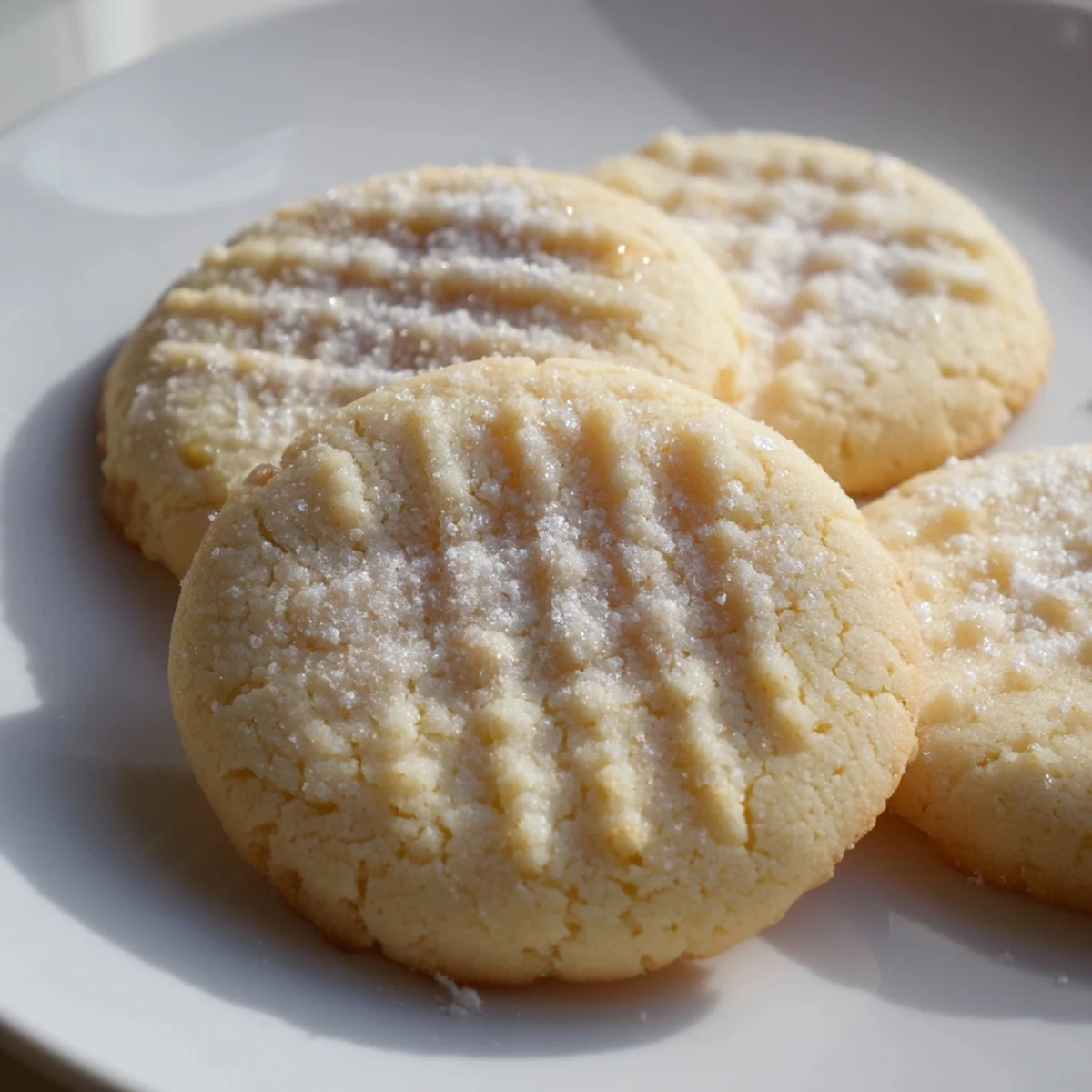 Golden Grandma's Secret Butter Cookies dusted with powdered sugar on a rustic wooden board