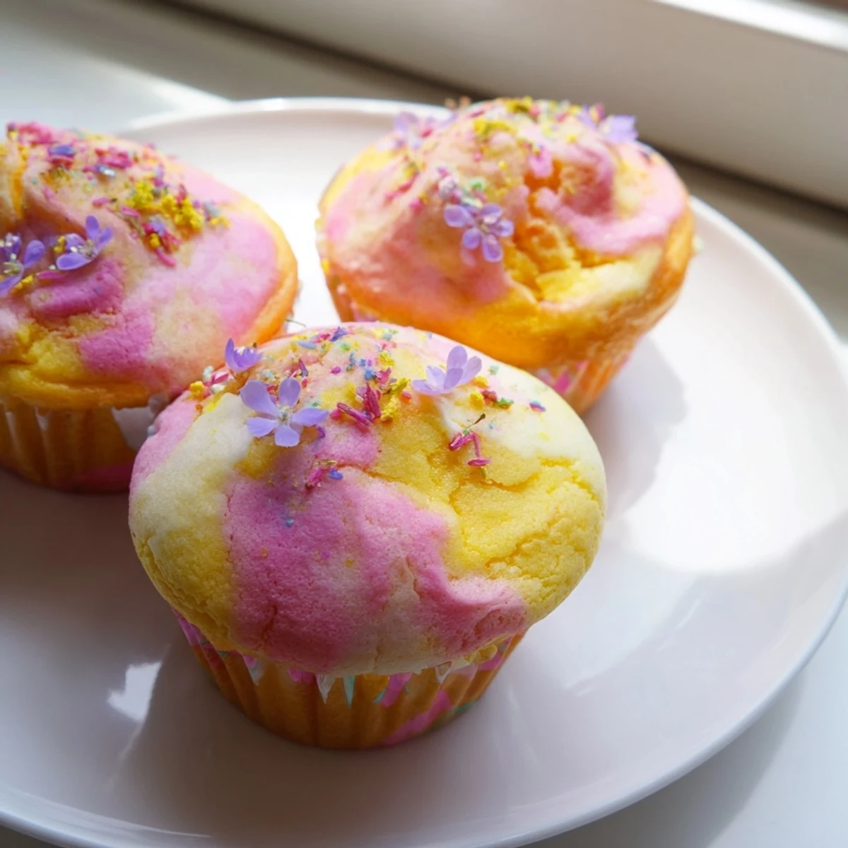 Moist Steamed Blooming Cupcakes splitting open beautifully in decorative paper liners