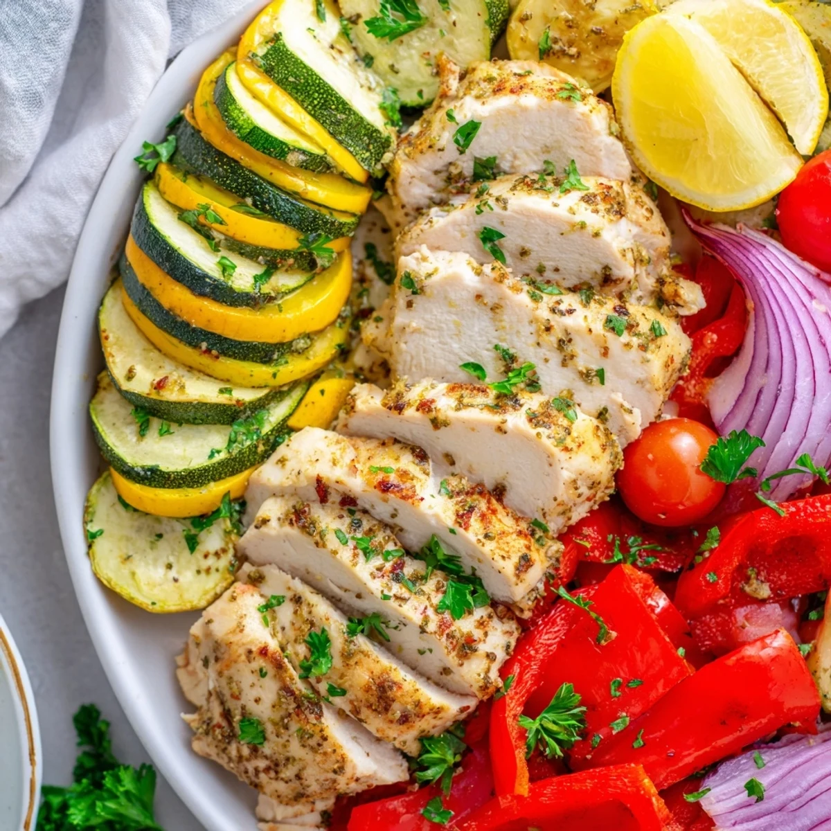 Open foil revealing a chicken foil packets recipe served with lemon wedges