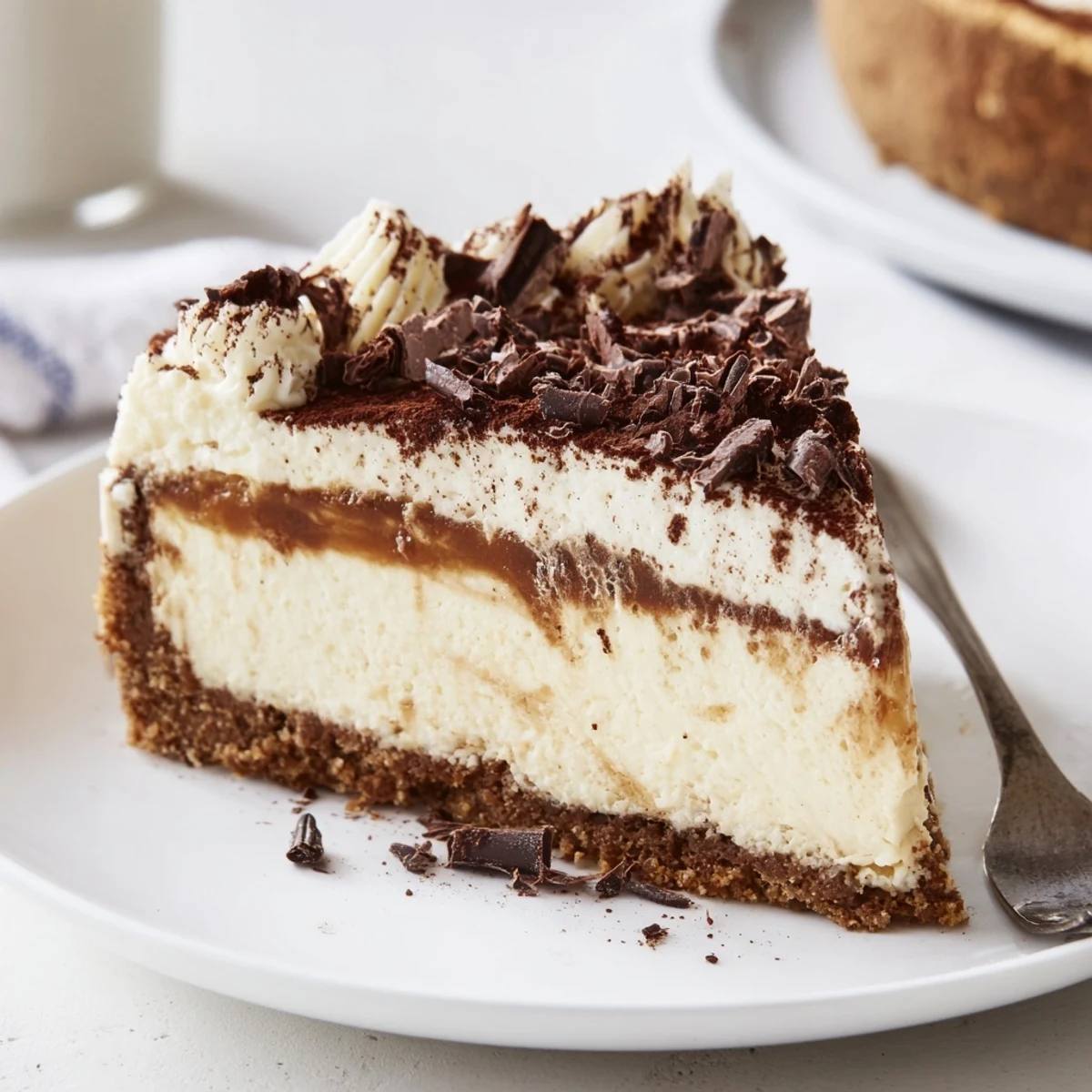 Decadent Creamy Coffee Infused Tiramisu Cheesecake chilled, glossy coffee soak, perfect with espresso
