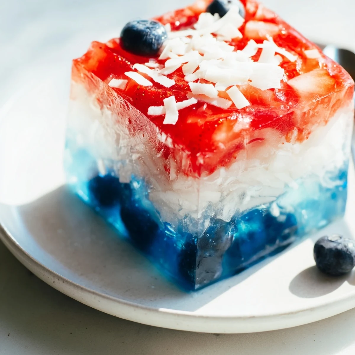 Red White And Blue Ice Cubes Recipe layered with coconut, berries, ideal for cocktails