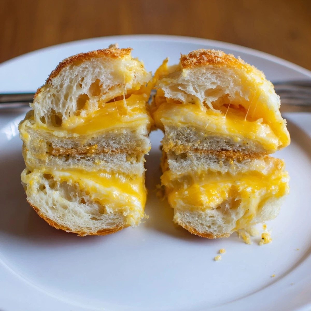 Party platter of Mini Grilled Cheese Hawaiian Rolls, gooey centers, crisp edges