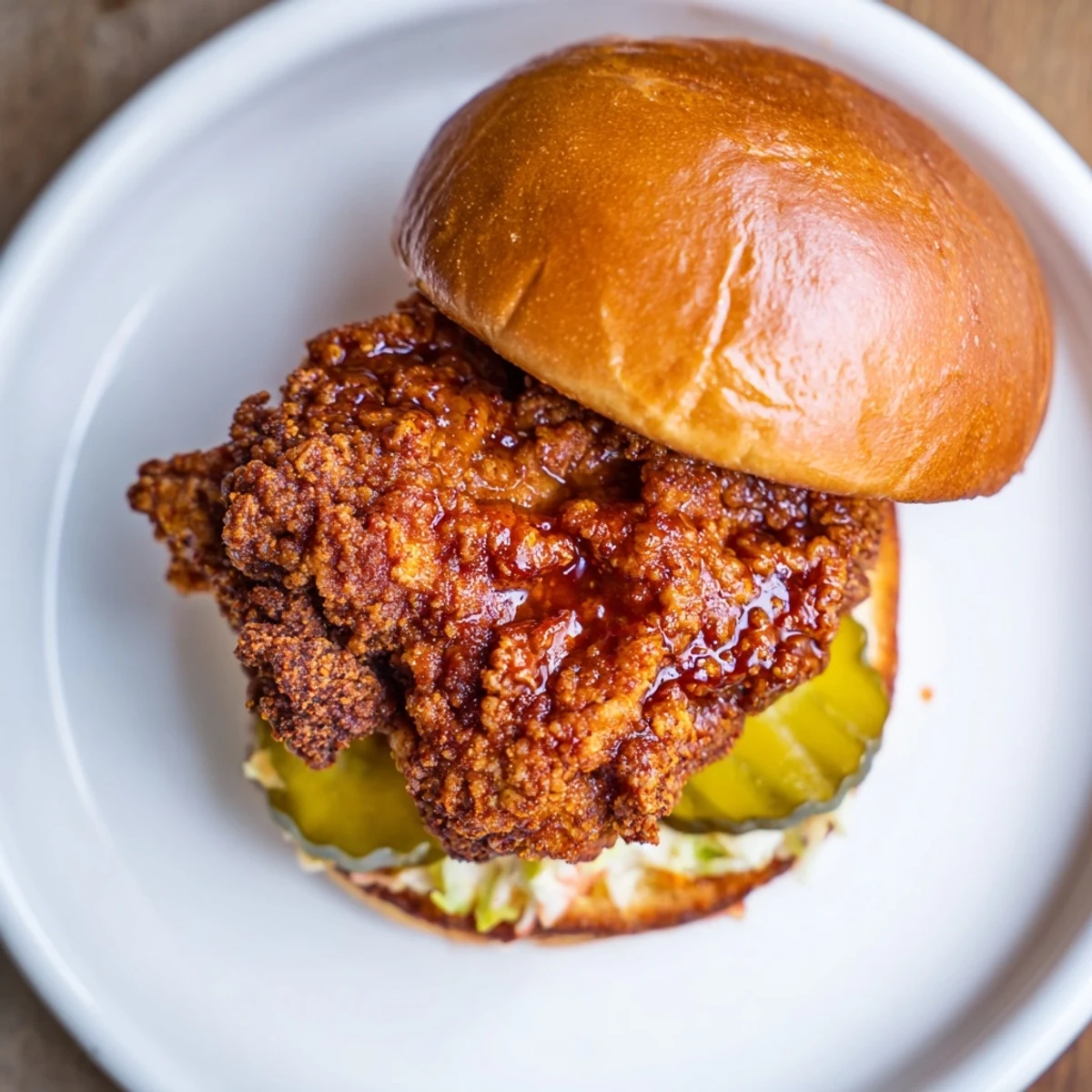 Crispy thighs in Spicy Nashville Hot Chicken Sandwiches brushed with fiery sauce