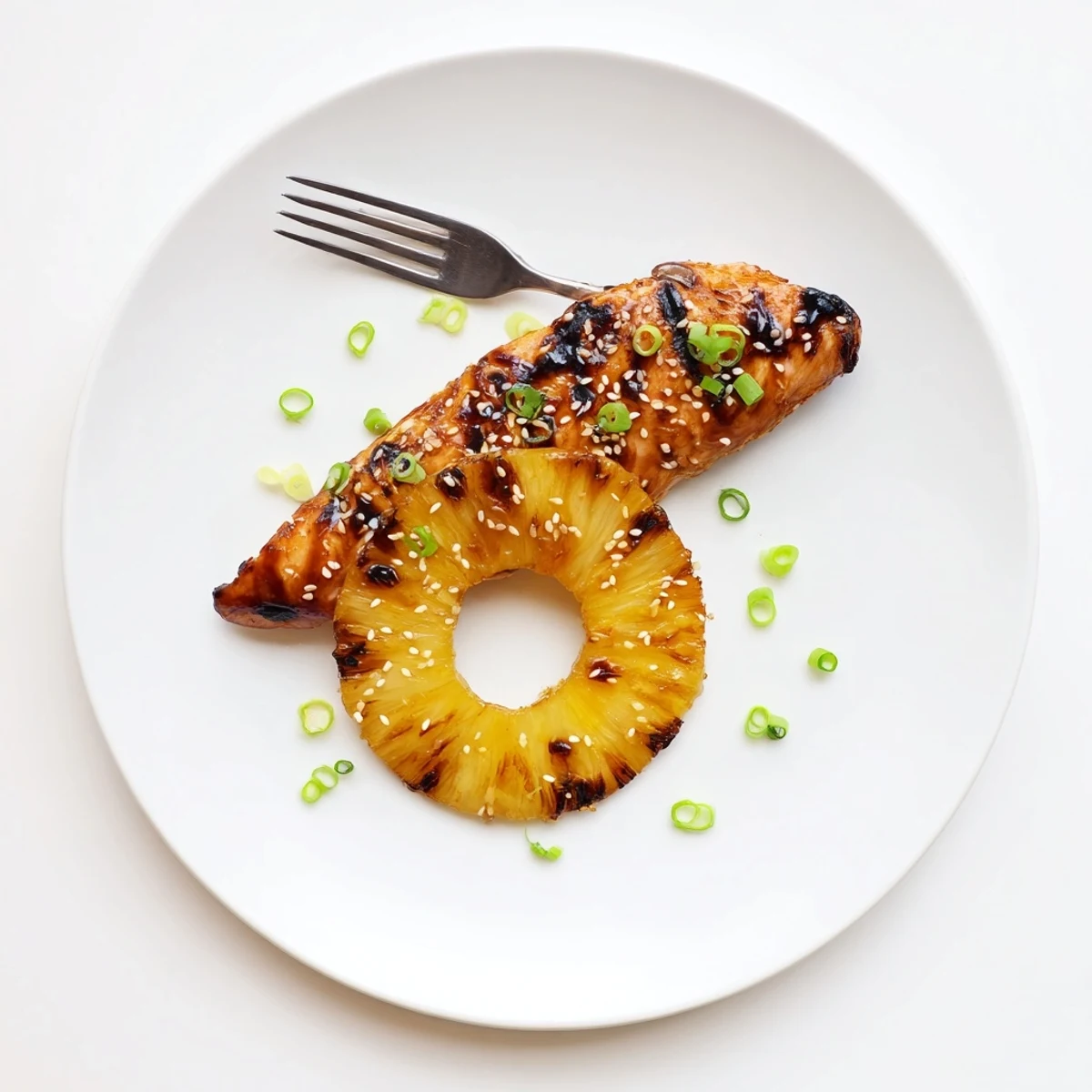 Juicy Grilled Aloha Chicken marinated in sweet pineapple-soy, served over coconut rice.  