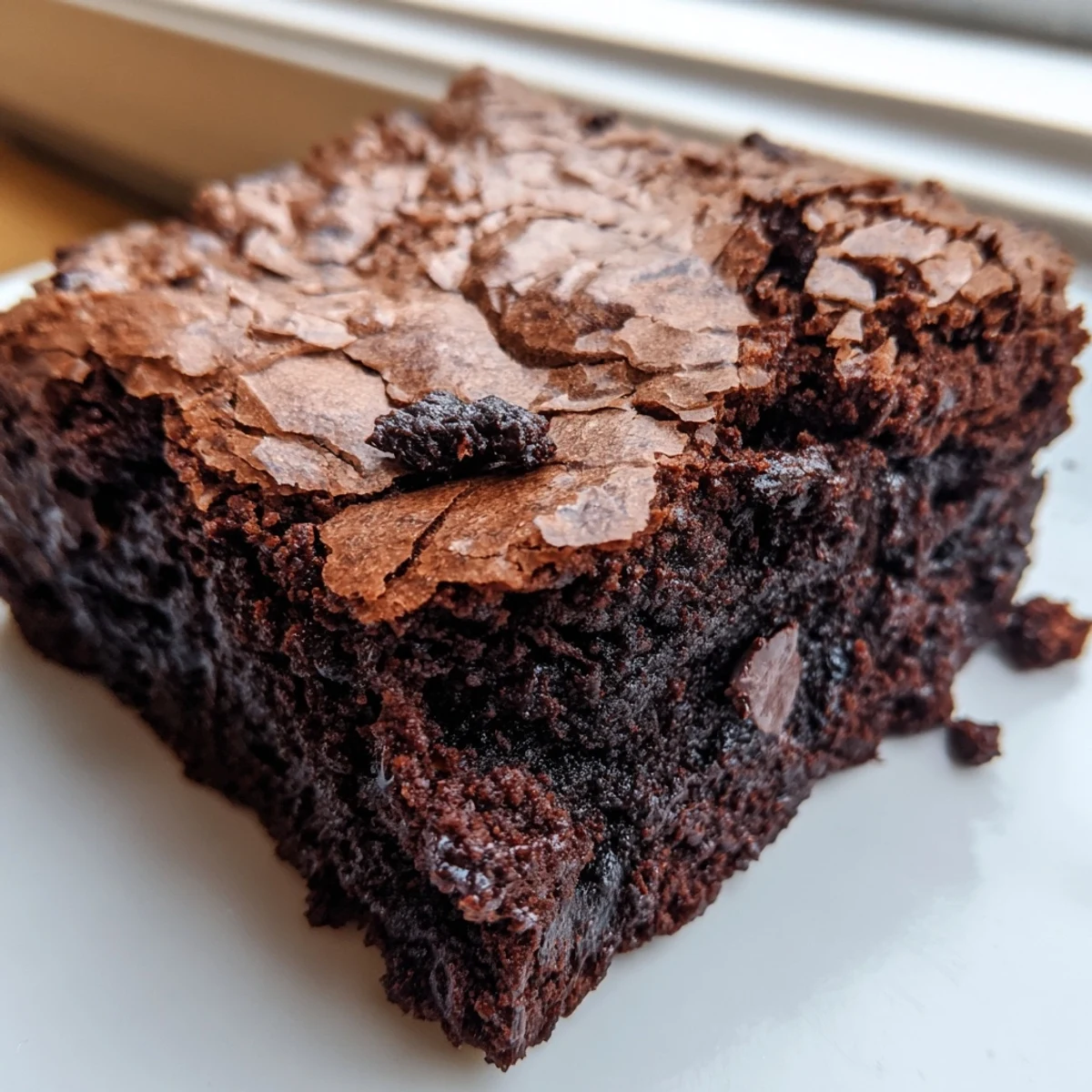 Rich fudgy ultimate brownies with a shiny crackly top cut into squares
