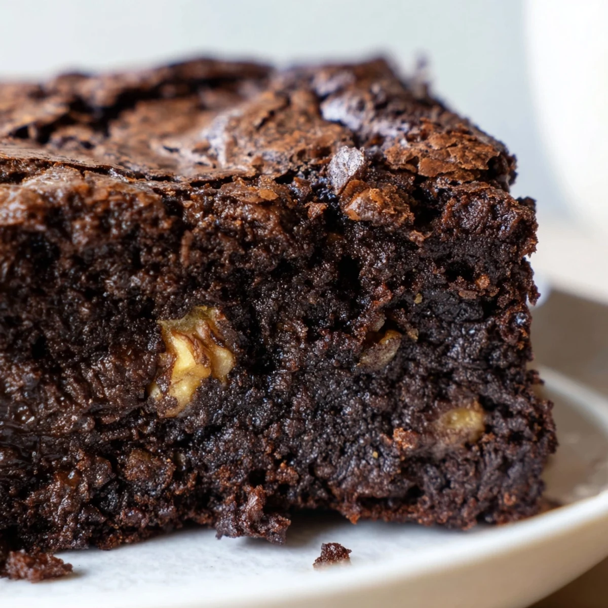 Ultimate brownies dusted with cocoa served warm with vanilla bean ice cream