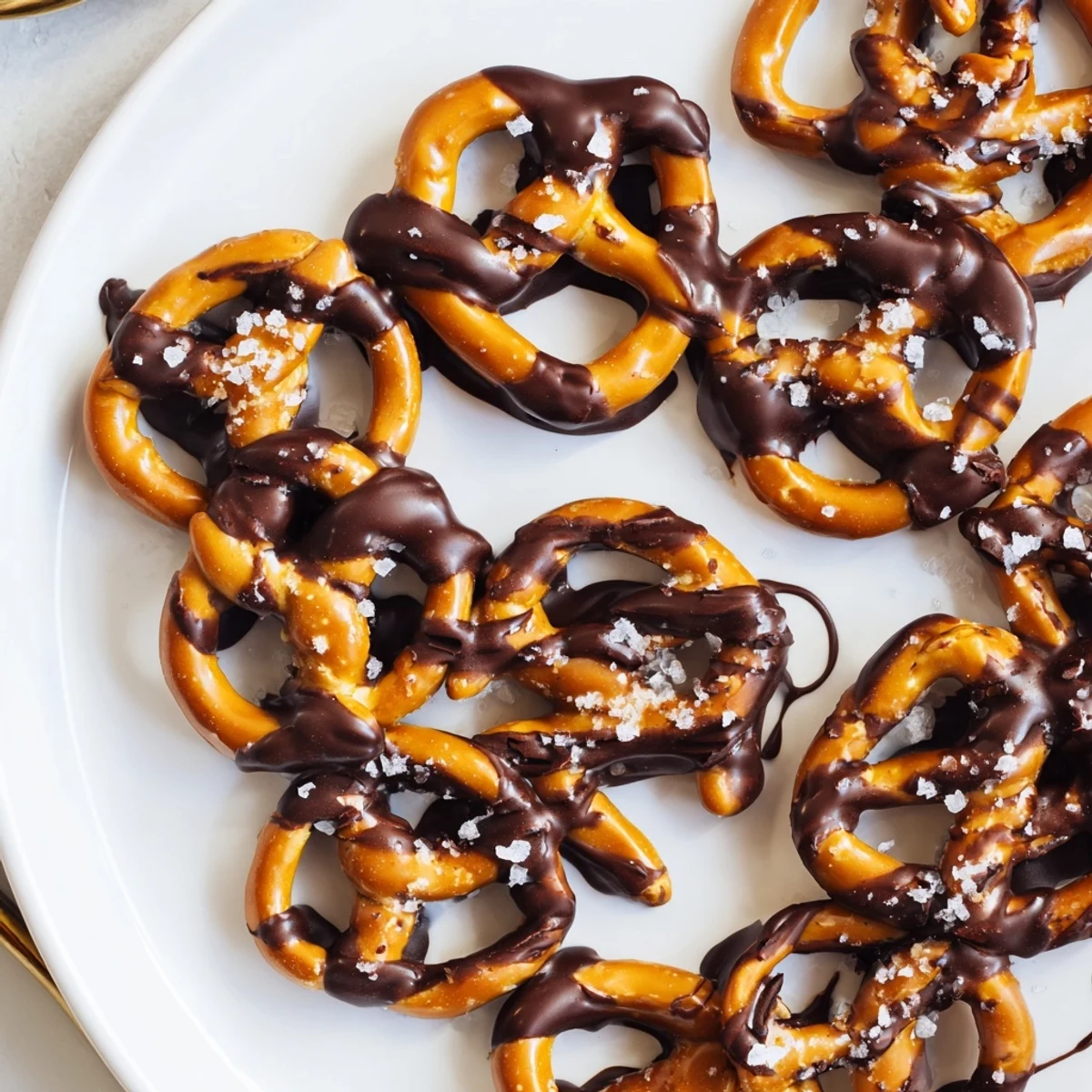 Close up of homemade butter toffee pretzels with a glossy sugar glaze and optional chocolate drizzle.