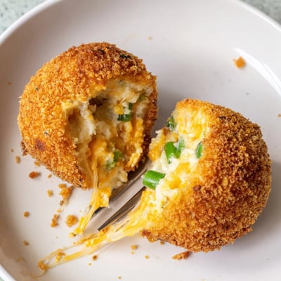 Golden Fried Mashed Potato Balls resting on paper towels, steam rising